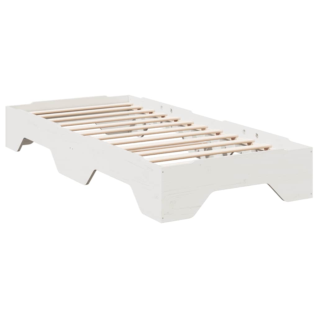 Cadre de lit sans matelas empilable blanc 90x200 cm bois massif