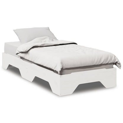 Cadre de lit sans matelas empilable blanc 90x200 cm bois massif