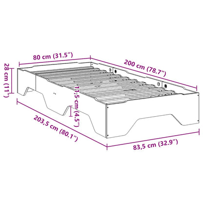 Cadre de lit sans matelas empilable 80x200 cm bois massif