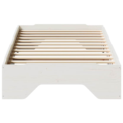 Cadre de lit sans matelas empilable blanc 80x200 cm bois massif