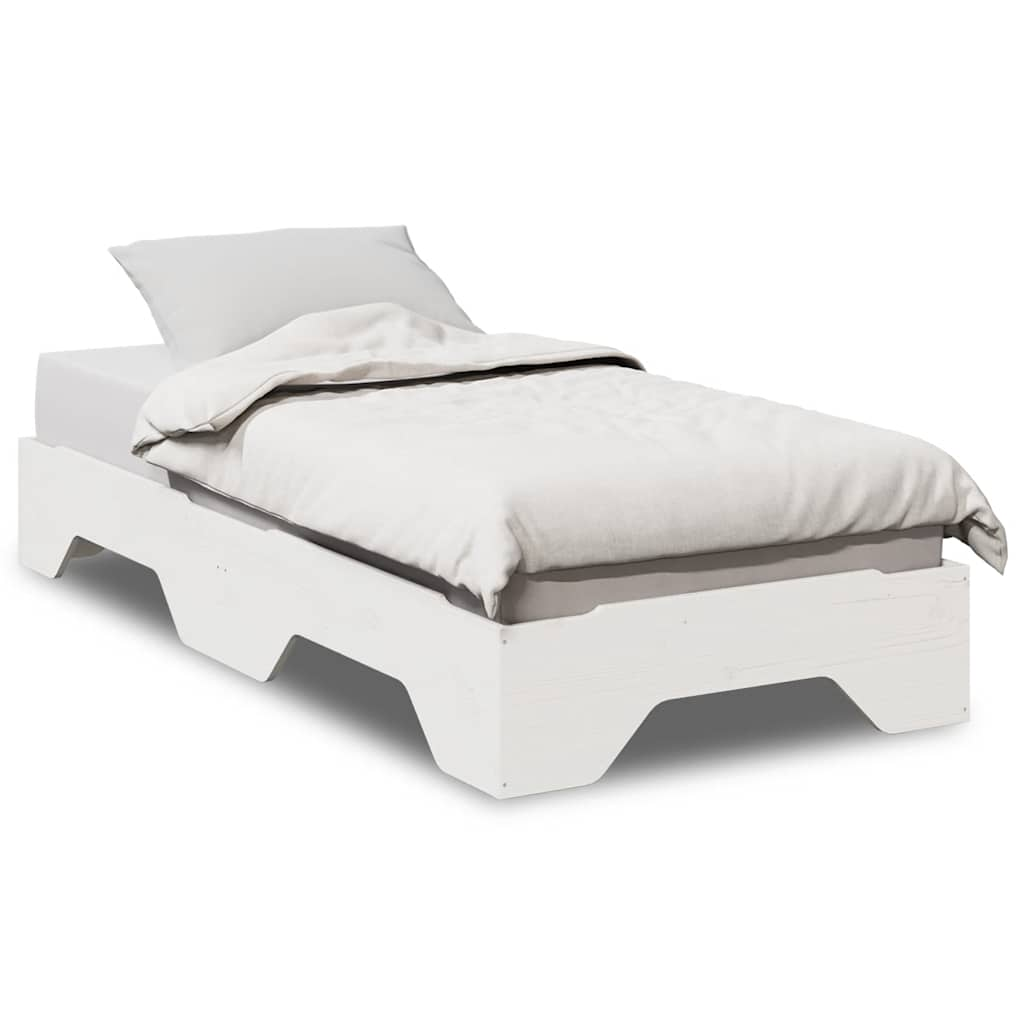 Cadre de lit sans matelas empilable blanc 80x200 cm bois massif