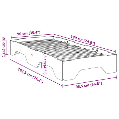 Cadre de lit sans matelas empilable 90x190 cm bois massif