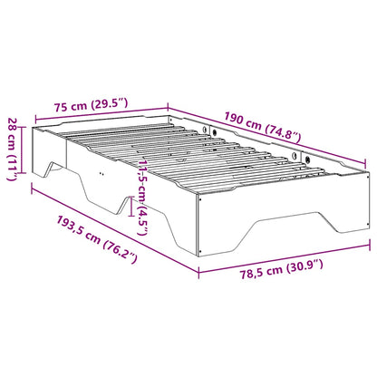 Cadre de lit sans matelas empilable cire marron 75x190 cm