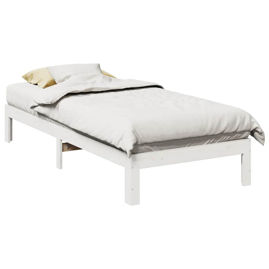 Cadre de lit sans matelas blanc 80x200 cm bois massif de pin