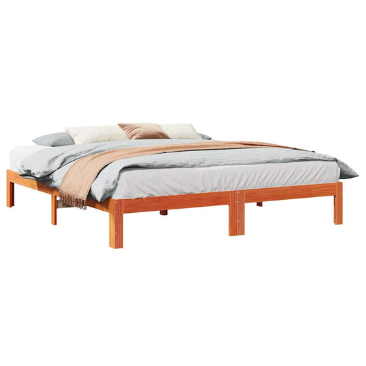 Cadre de lit sans matelas cire marron 160x200cm bois pin massif