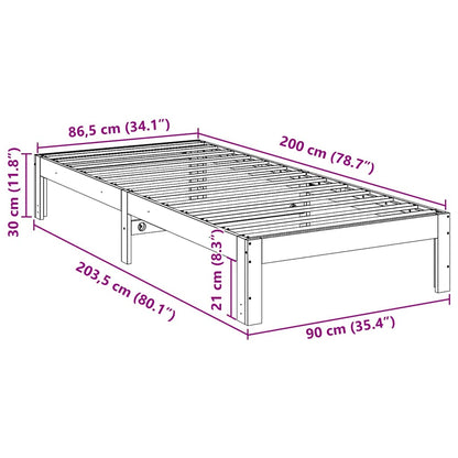 Cadre de lit sans matelas 90x200 cm bois de pin massif