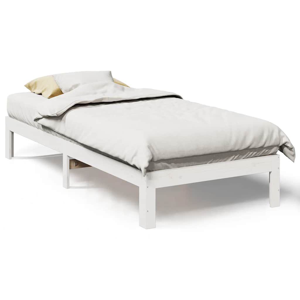 Cadre de lit sans matelas blanc 90x200 cm bois de pin massif