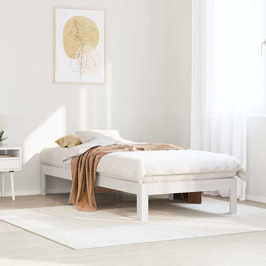 Cadre de lit sans matelas blanc 90x200 cm bois de pin massif