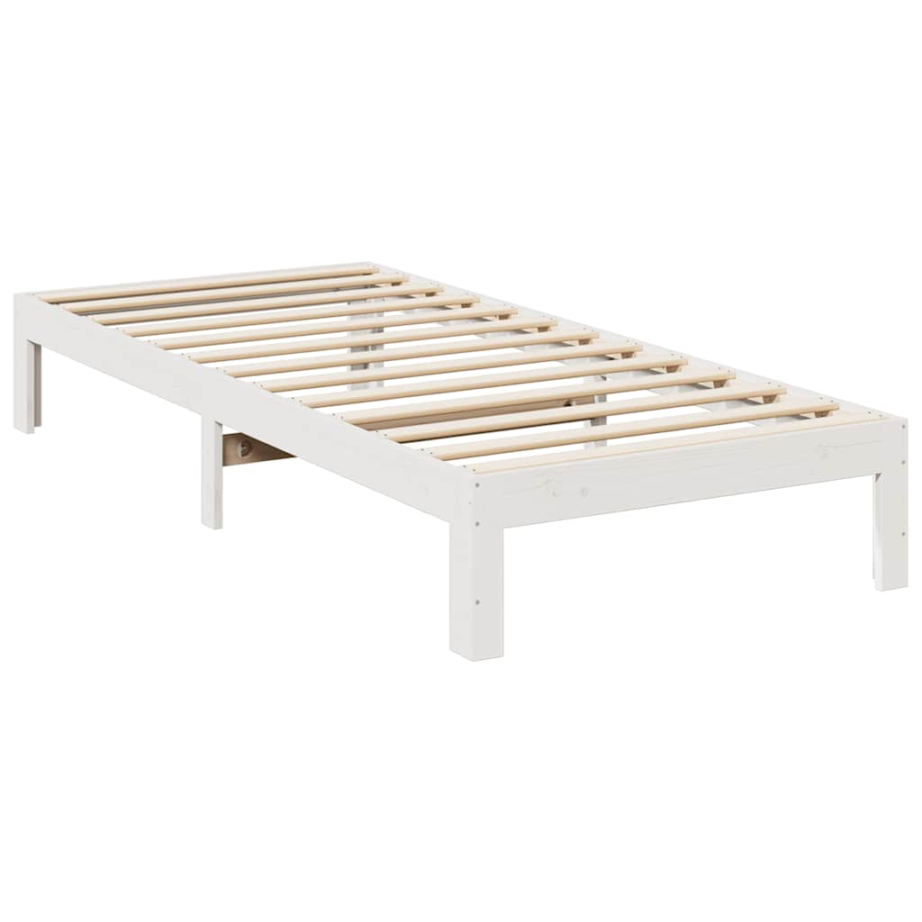 Cadre de lit sans matelas blanc 90x200 cm bois de pin massif