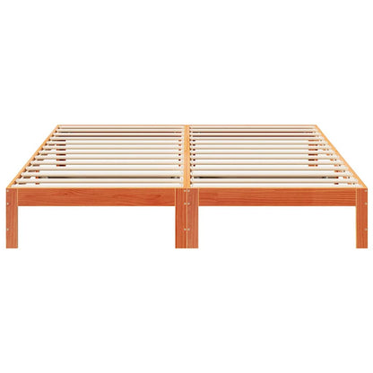 Cadre de lit sans matelas cire marron 180x200cm bois pin massif