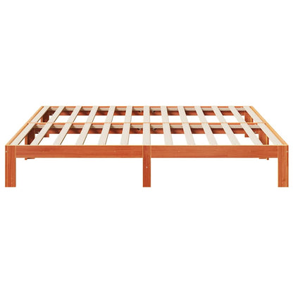 Cadre de lit sans matelas cire marron 180x200cm bois pin massif