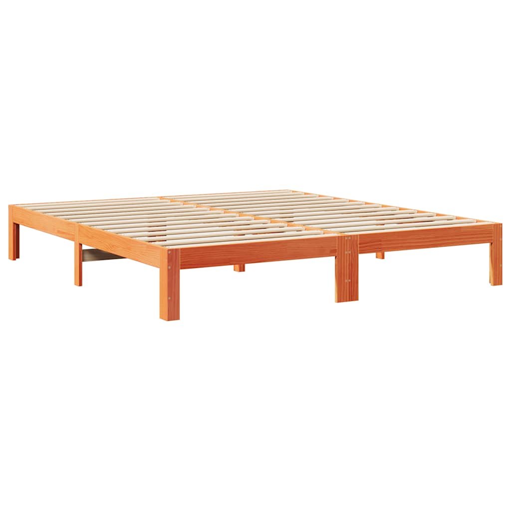 Cadre de lit sans matelas cire marron 180x200cm bois pin massif