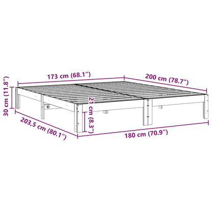 Cadre de lit sans matelas cire marron 180x200cm bois pin massif