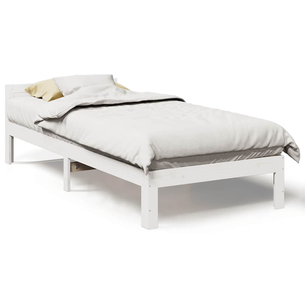 Cadre de lit sans matelas blanc 80x200 cm bois massif de pin