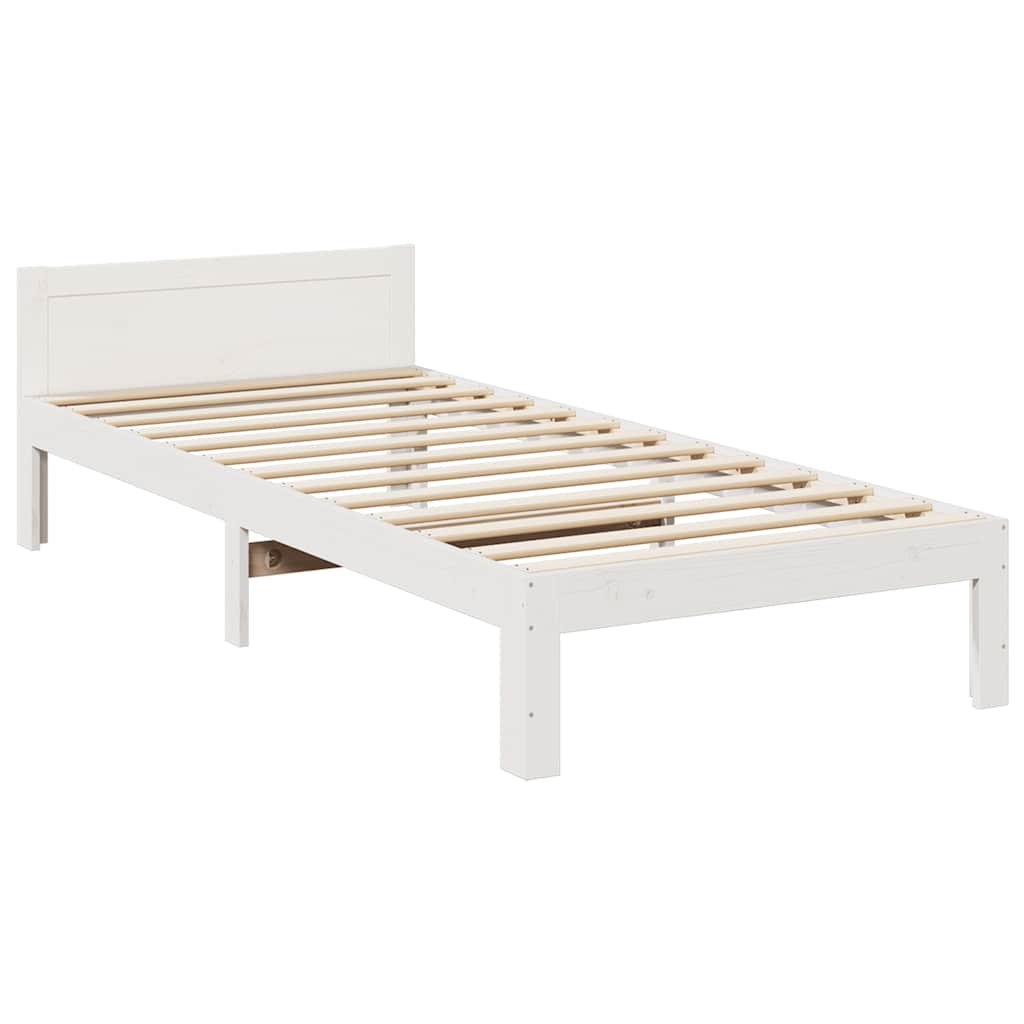 Cadre de lit sans matelas blanc 80x200 cm bois massif de pin