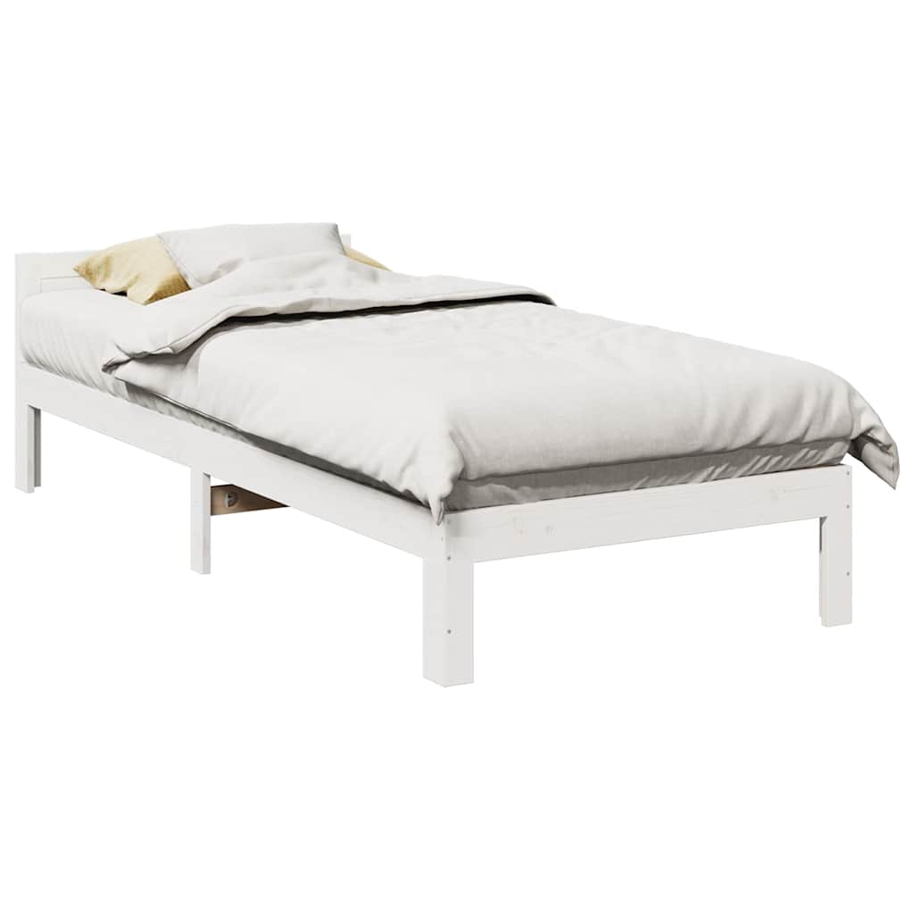 Cadre de lit sans matelas blanc 80x200 cm bois massif de pin