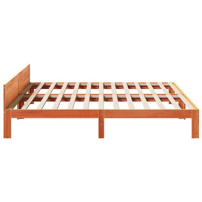 Cadre de lit sans matelas cire marron 160x200cm bois pin massif