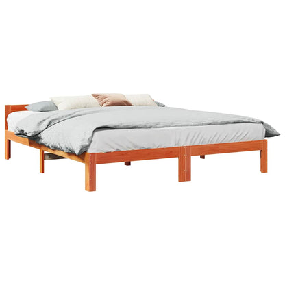 Cadre de lit sans matelas cire marron 160x200cm bois pin massif