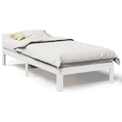 Cadre de lit sans matelas blanc 90x200 cm bois de pin massif