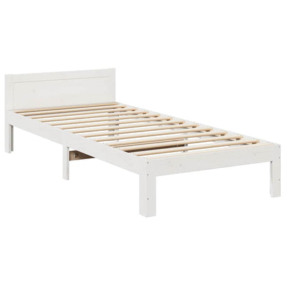 Cadre de lit sans matelas blanc 90x200 cm bois de pin massif