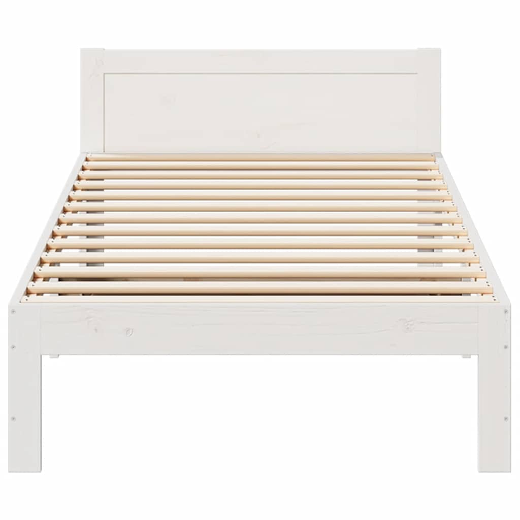 Cadre de lit sans matelas blanc 90x200 cm bois de pin massif