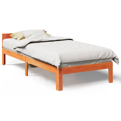 Cadre de lit sans matelas cire marron 90x200 cm bois pin massif