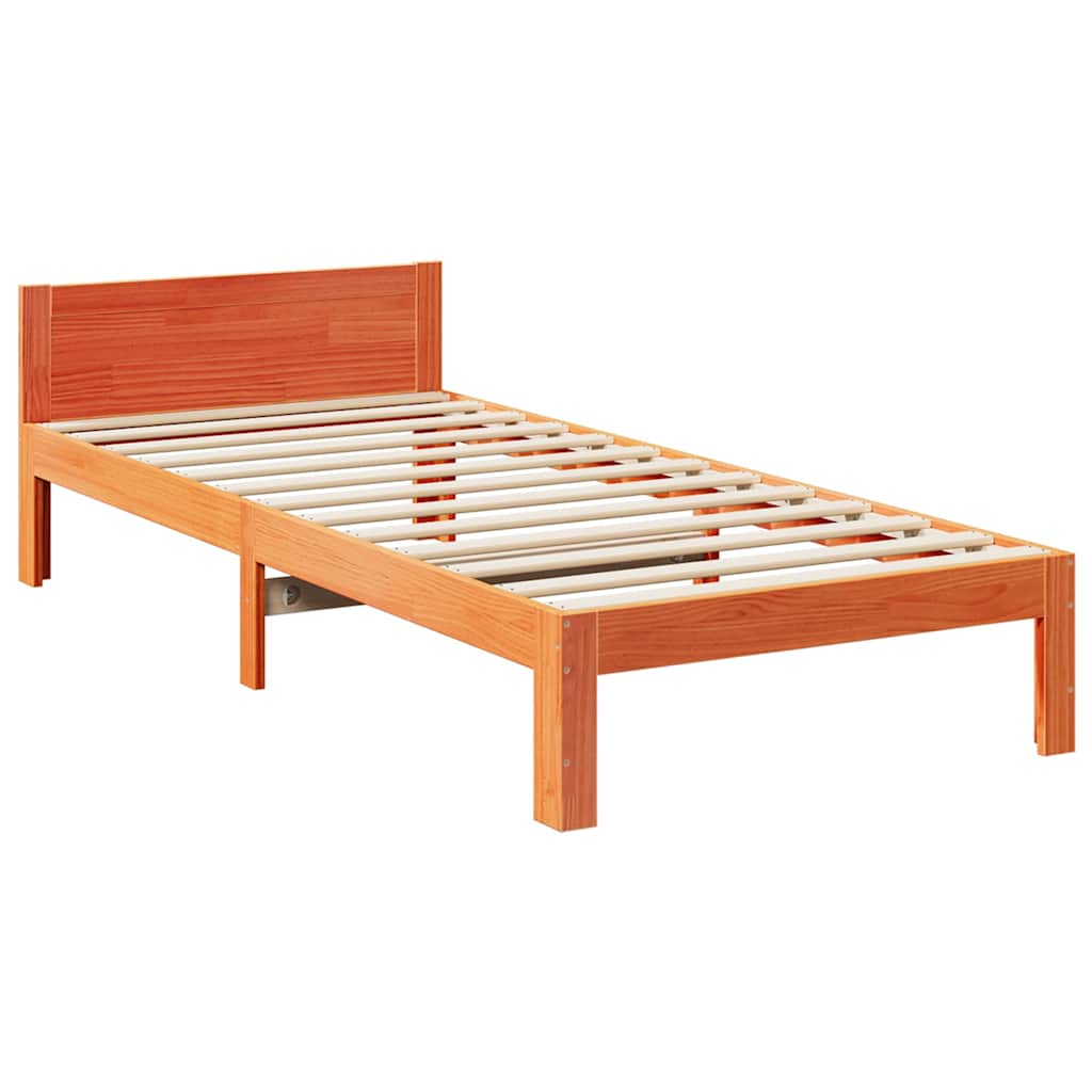 Cadre de lit sans matelas cire marron 90x200 cm bois pin massif