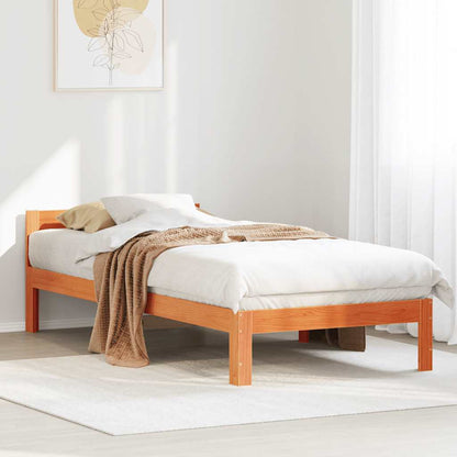 Cadre de lit sans matelas cire marron 90x200 cm bois pin massif