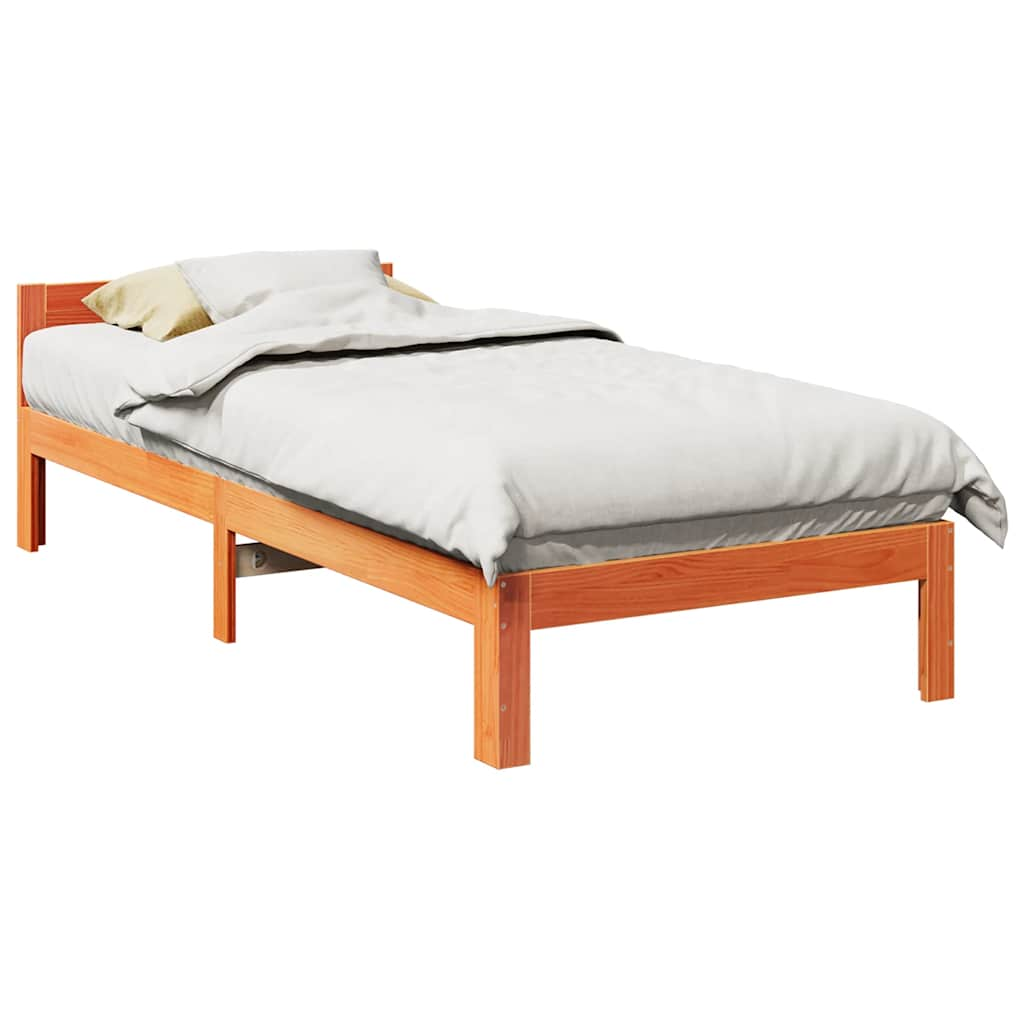 Cadre de lit sans matelas cire marron 90x200 cm bois pin massif