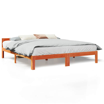 Cadre de lit sans matelas cire marron 180x200cm bois pin massif