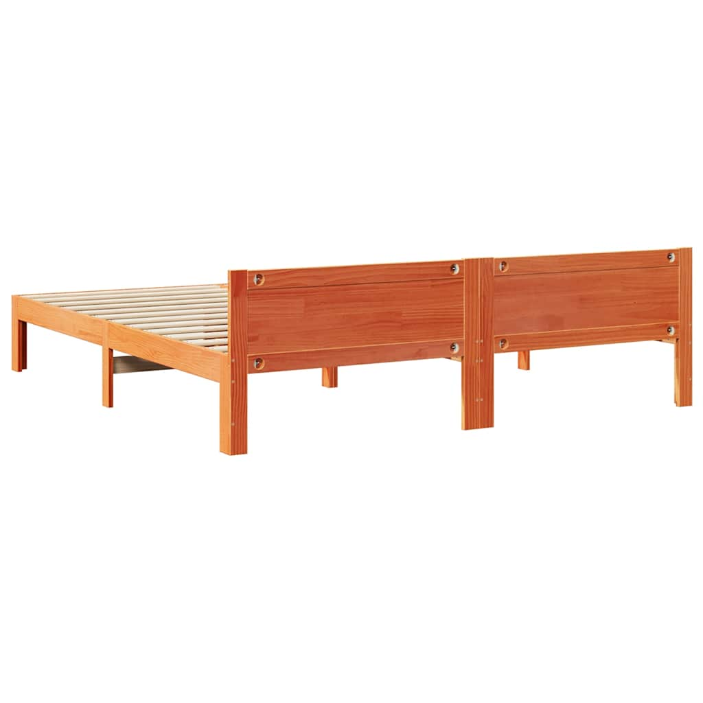 Cadre de lit sans matelas cire marron 180x200cm bois pin massif