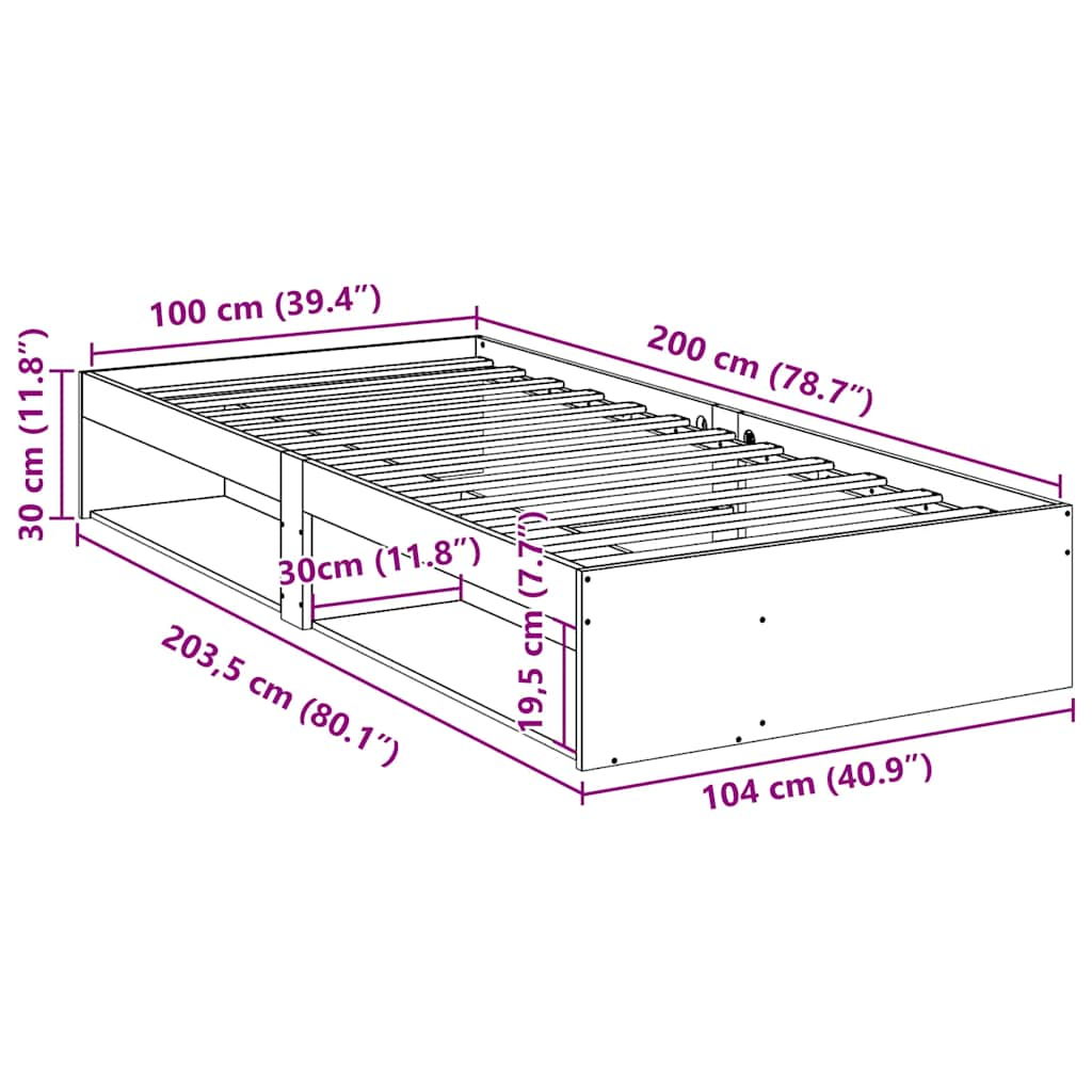 Lit de jour sans matelas 100x200 cm bois de pin massif