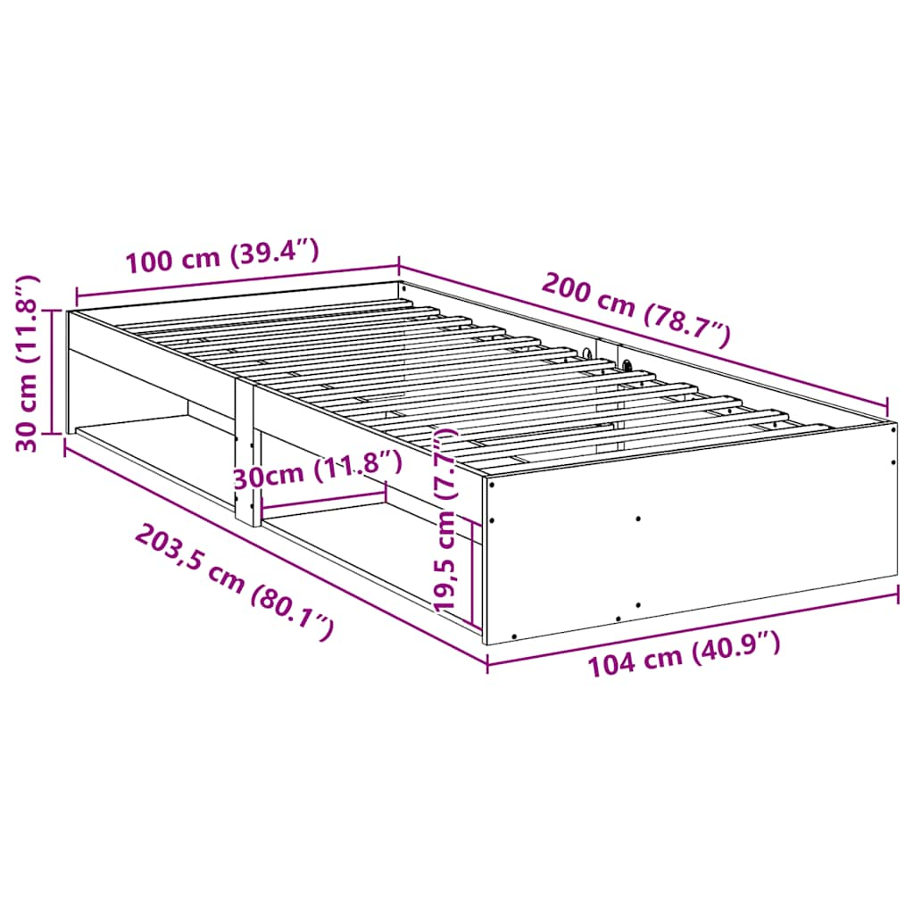 Lit de jour sans matelas cire marron 100x200 cm pin massif