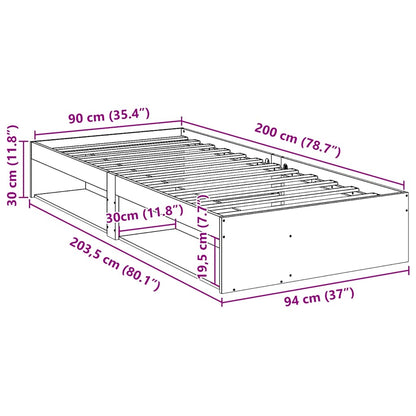 Lit de jour sans matelas 90x200 cm bois de pin massif