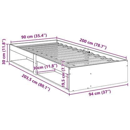 Lit de jour sans matelas blanc 90x200 cm bois de pin massif