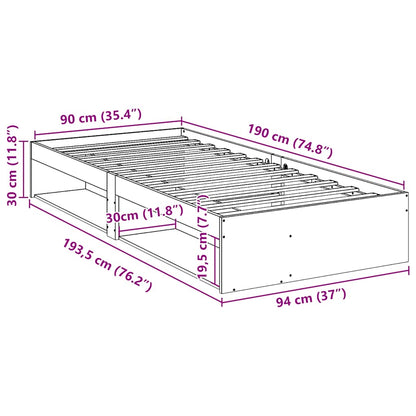 Lit de jour sans matelas 90x190 cm bois de pin massif