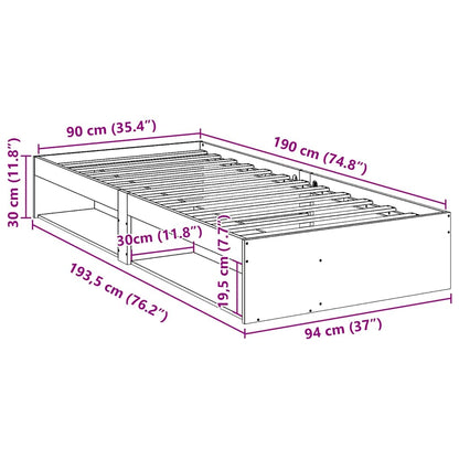 Lit de jour sans matelas cire marron 90x190 cm bois pin massif