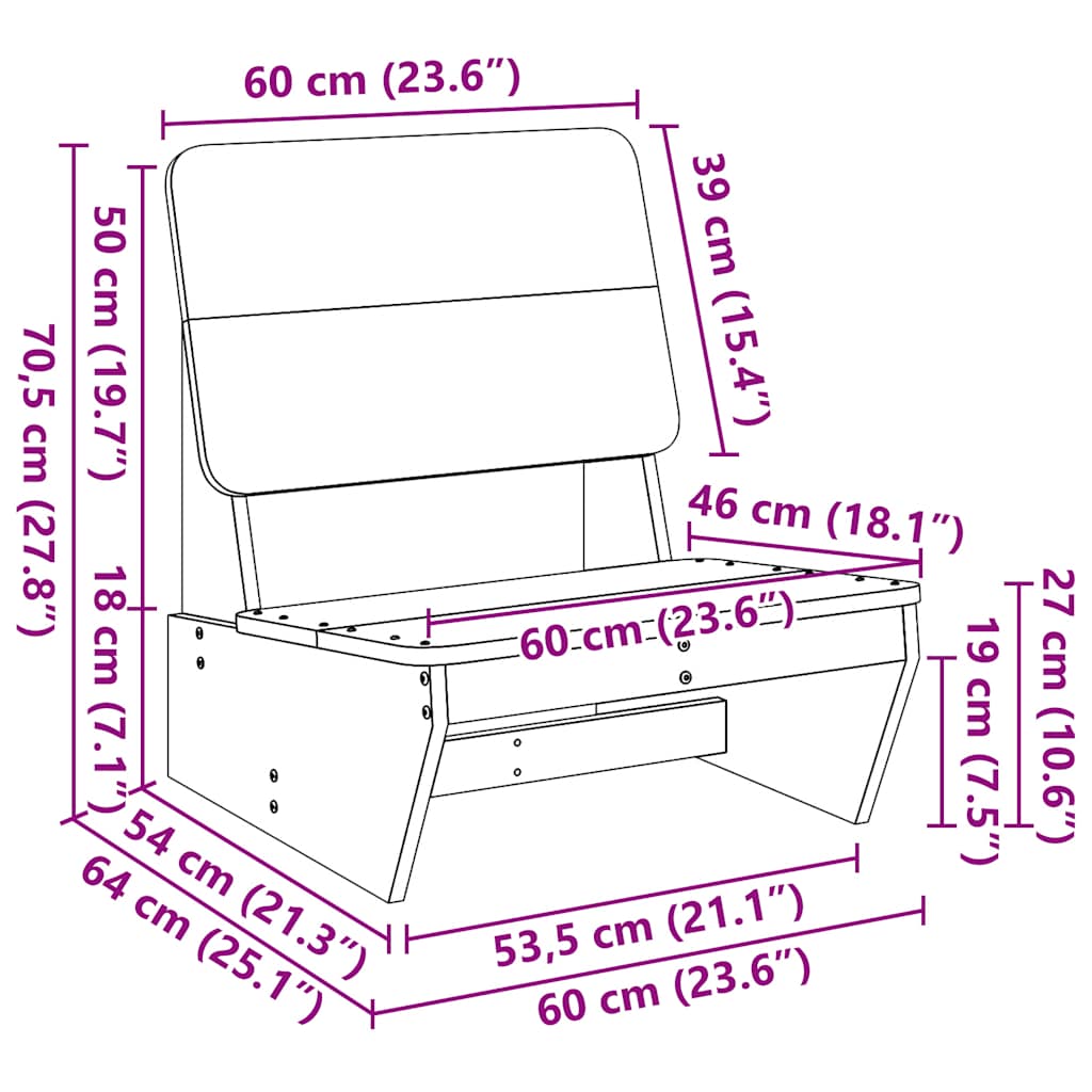 Chaises de jardin lot de 2 60x64x70,5 cm bois massif de pin