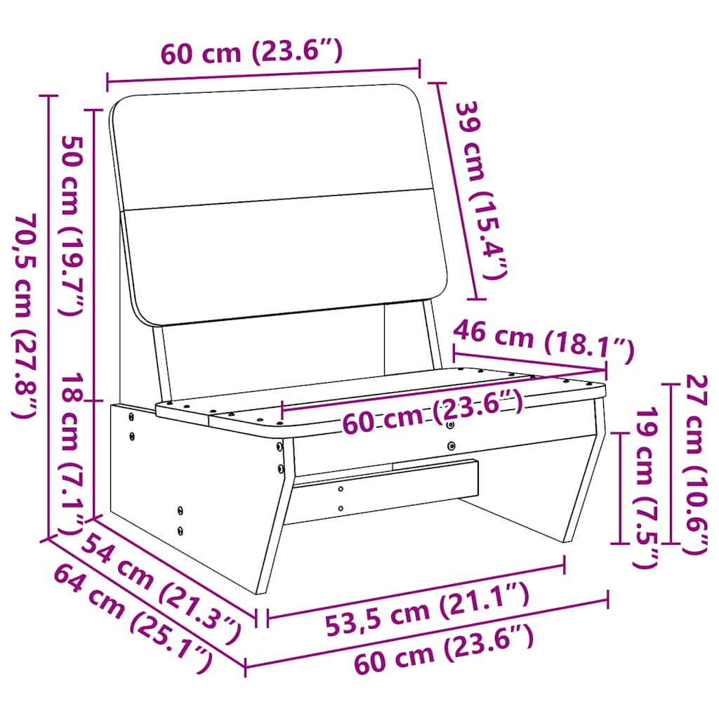 Chaises de jardin lot de 2 blanc 60x64x70,5 cm bois massif pin