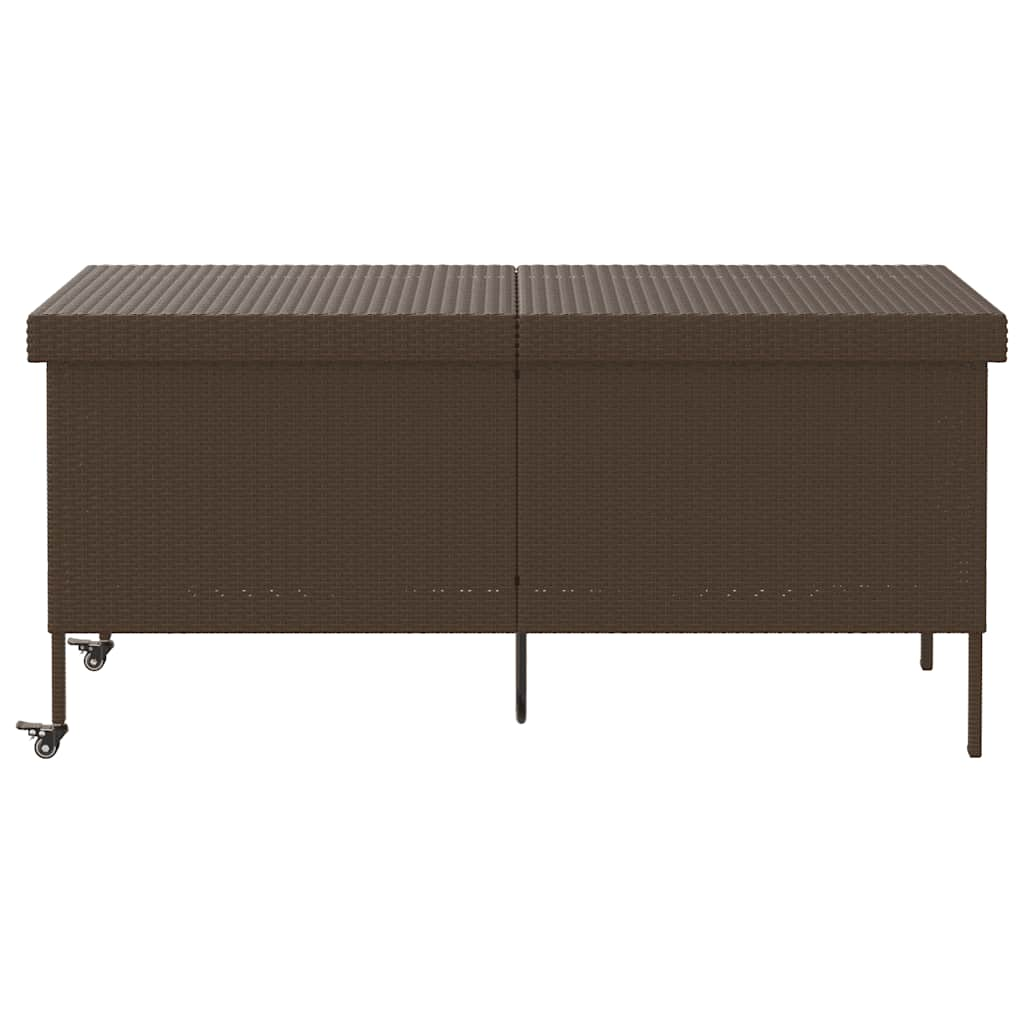 Boîte rangement jardin roues marron 160x55x75 cm résine tressée