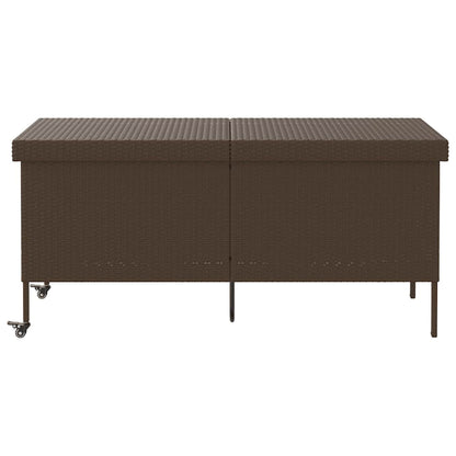 Boîte rangement jardin roues marron 160x55x75 cm résine tressée