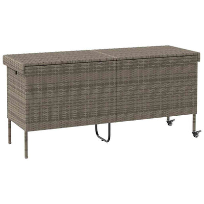 Boîte de rangement de jardin et roues gris résine tressée