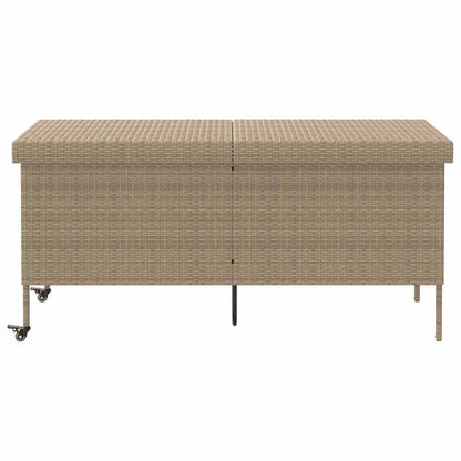 Boîte rangement jardin roues beige 160x55x75 cm résine tressée