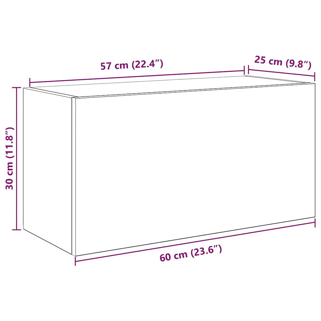 Armoire murale de bain gris béton 60x25x30 cm bois d'ingénierie