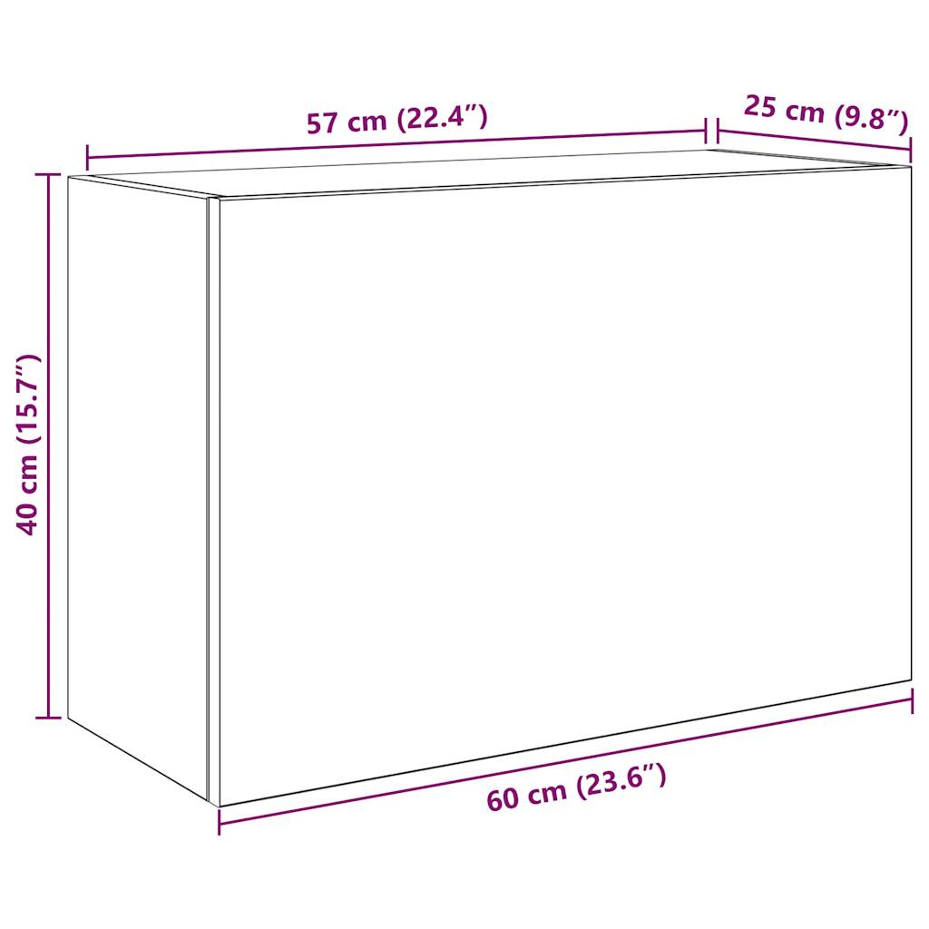 Armoire murale de bain gris béton 60x25x40 cm bois d'ingénierie