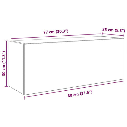 Armoire murale de bain noir 80x25x30 cm bois d'ingénierie