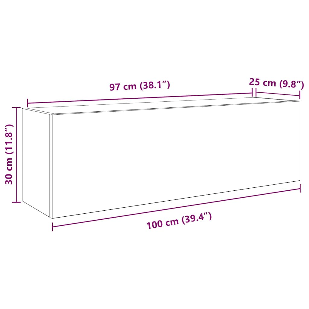 Armoire murale de bain gris béton 100x25x30cm bois d'ingénierie