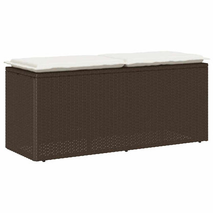 Banc de jardin avec coussin marron 110x40x44 cm résine tressée