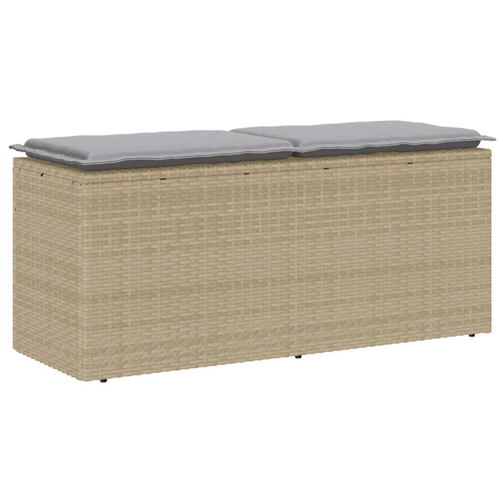 Banc de jardin avec coussin beige 110x40x44 cm résine tressée