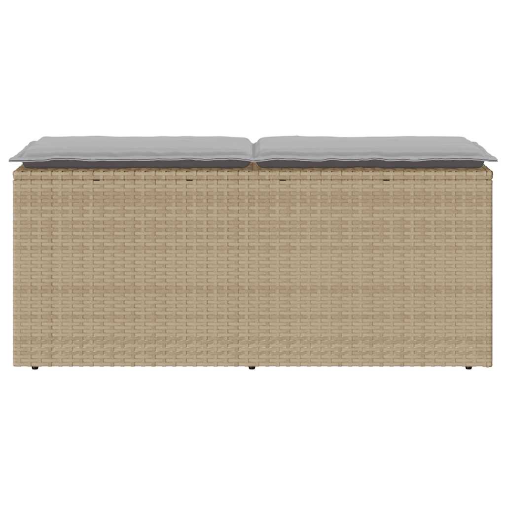 Banc de jardin avec coussin beige 110x40x44 cm résine tressée